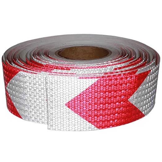 Red and White Reflective Tape Outdoor Waterproof 3 inch X 166 feet, High Visibility Hazard Safety Industrial Marking Tape