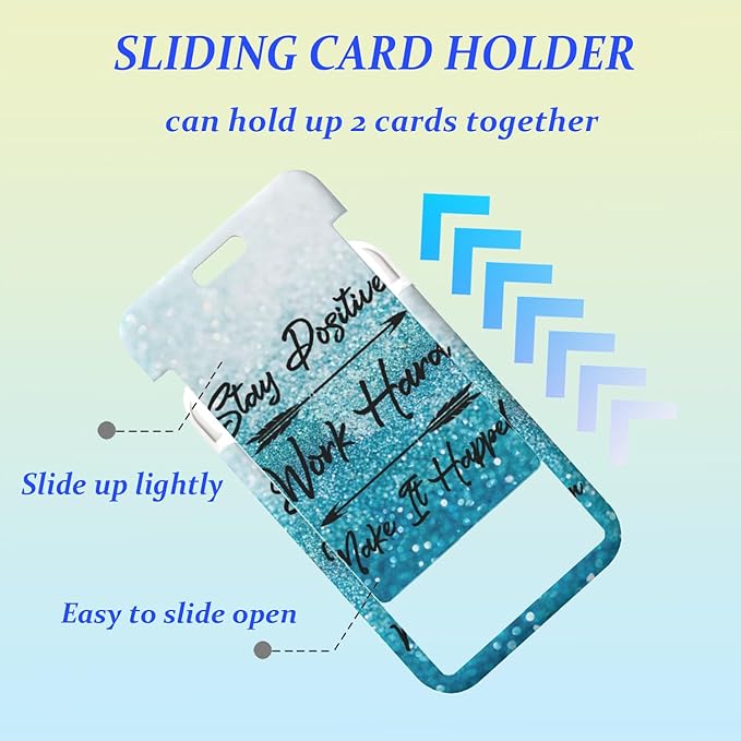 Blue Positive Badge Holder Lanyard ID Card Holders Detachable Name Tag Clips Cute Funny Nurse Teacher Office Gifts Women Man Cate Badge Holder