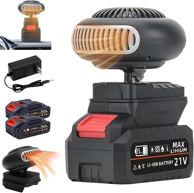 Battery Powered Heater, 2026 New Portable Rechargeable Battery Powered Space Heater Cordless with USB &3900mah Batteries/Anti Tilt Design for Camping/Indoor/Car Defroster (5 Batteries*2 Kit)