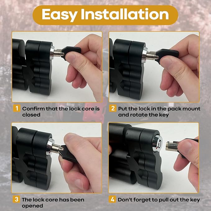Upgraded RX-LOX-PM Pack Mount with Keys Locking Fit for Rotopax Mounting Kit Compatible with Gasoline Pack & Water Pack Fuelpax Standard Pack, Black