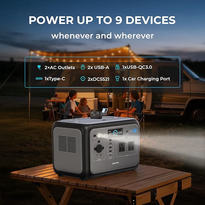 OUKITEL P800 800W Solar Generator with 100W Solar Panel, 512Wh Solar Powered Generator LiFePO4 Battery Emergency for Home Backup Camping RVs