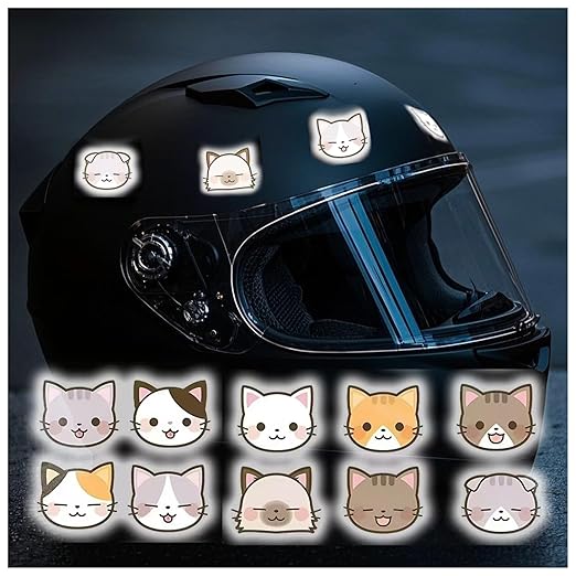 Reflective Stickers 100 Pcs, Outdoor Waterproof High Visibility Warning Safety Adhesive Reflector (1.5" X 1.8", Cat face)