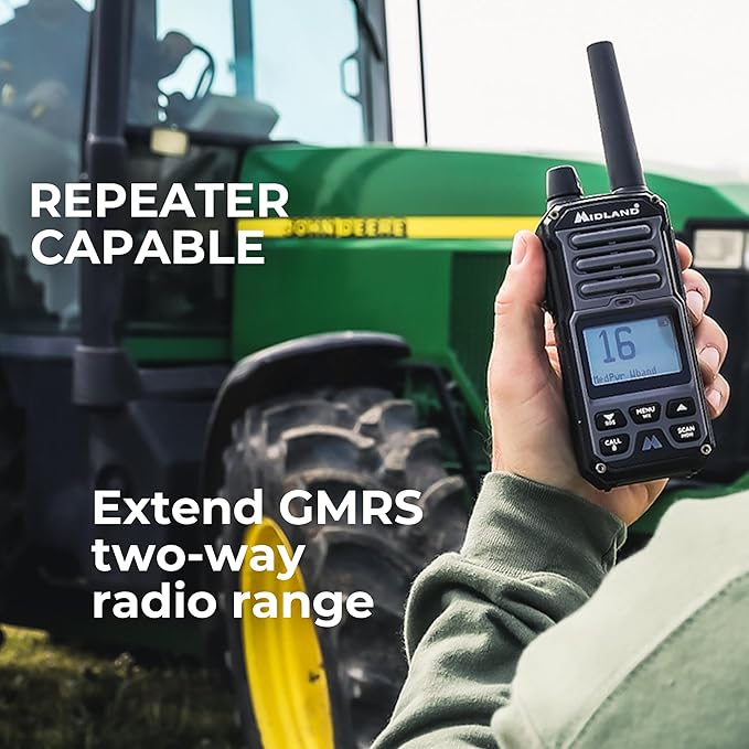 Midland GXT67 PRO 5W GMRS Radio - Two-Way Midland Walkie Talkie - Repeater Capable, IP67 Waterproof, Active Noise Canceling, Hands-Free Operation, 99 Channels, 16-Hour Battery -1 Pack