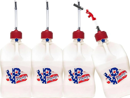 VP Racing Utility Container 5.5 Gallon - 4 Pack With 4 Deluxe Hoses and a Get Bent Hose Bender (Patriot, 4 Pack)