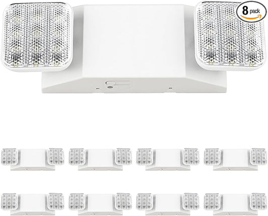 Sunco 8 Pack LED Emergency Lights, Commercial Lighting for Business, Power Outages, Offices, with Backup Battery (90 Minutes), Wall Mount, Hard Wired, 120-277V, Fire Resistant (94V-0) UL