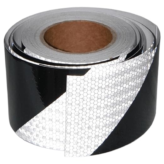 Black and White Reflector Tape 4 Inch x 68 Feet, Outdoor Waterproof High Visibility Stickers, High Intensity Strips