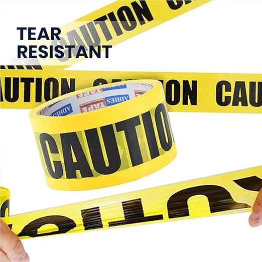 ADHES Yellow Caution Tape Roll, 3 inch x 300ft Hazard Tape Construction Tape for Danger/Hazardous Areas, Ideal Use for Parties, Decorations