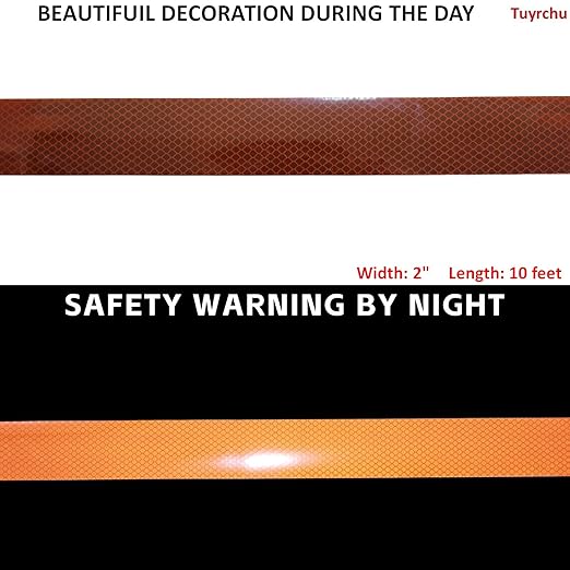 Brown Non Fading Reflective Tape Outdoor Waterproof 2 inch Wide for Truck, High Visibility Safety Adhesive Stickers (10 feet)