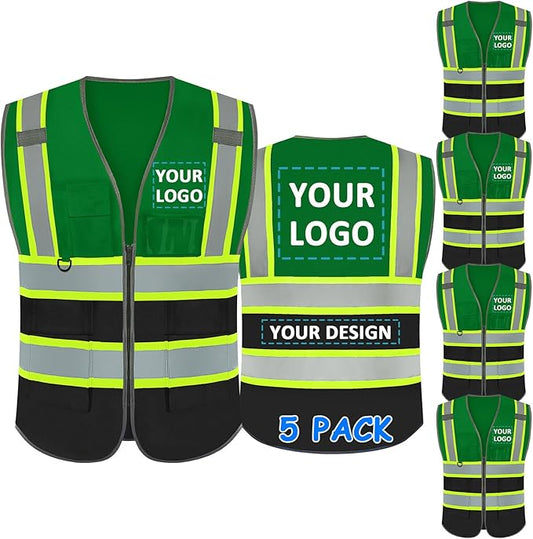 BeautyWill Custom Logo Safety Vest Class 2 High Visibility Reflective Vest for Men - Personalized Logo Team Vest