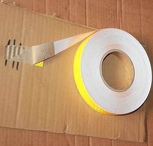 Yellow Reflective Tape 1 inch Wide, Outdoor Waterproof High Visibility Warning Industrial Marking Tape, Safety Stickers (168 feet)