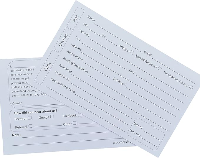 5X8 Inch Kennel Cards (100 Pack) Cat and Dog Boarding Supplies, Kennel Card and Pet Profile Record Card for Veterinarian, Shelter, Grooming