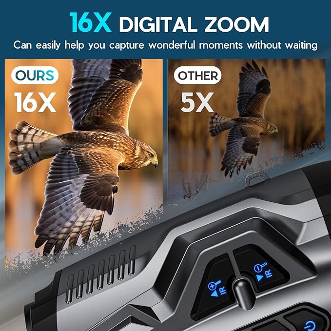 4K Night Vision Goggles for Adults,16X Zoom Night Vision Binoculars with 1000FT Infrared Range,5000mAh Rechargeable Battery,3.5" Screen,Include 32GB Card,Gift for Mens and Outdoor Enthusiasts