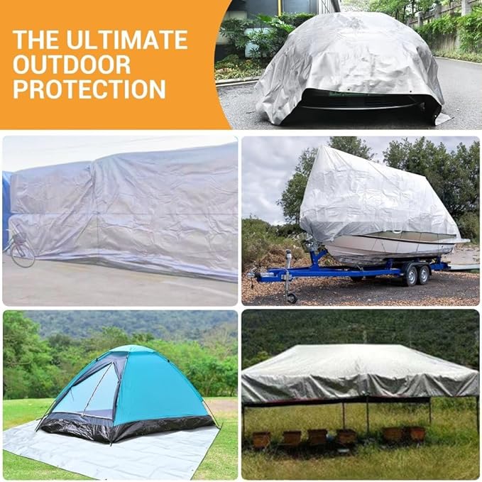 Tarps 12x24 FT Waterproof Heavy Duty Tarp – 18 Mil Thick, UV & Tear Resistant, Reinforced Grommets & Edges – Multi-Purpose Cover for Camping, Roof, Emergency, Truck, Boat (12ft x 24ft)