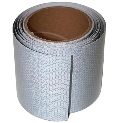 Non Fading Silver Reflective Tape 4 inch Wide, Outdoor Waterproof Safety Adhesive Stickers, High Visibility Industrial Marking Tape (11 feet)