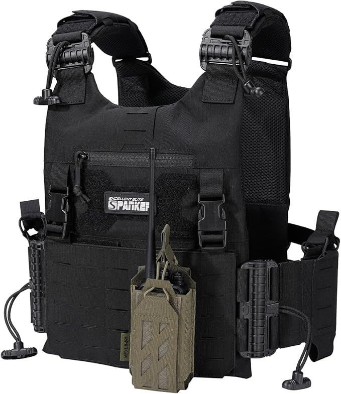 EXCELLENT ELITE SPANKER Tactical Universal Radio Holster Holder Molle Radio Pouch Adjustable for Duty Belt,Vest for Two Ways Walkie Talkie