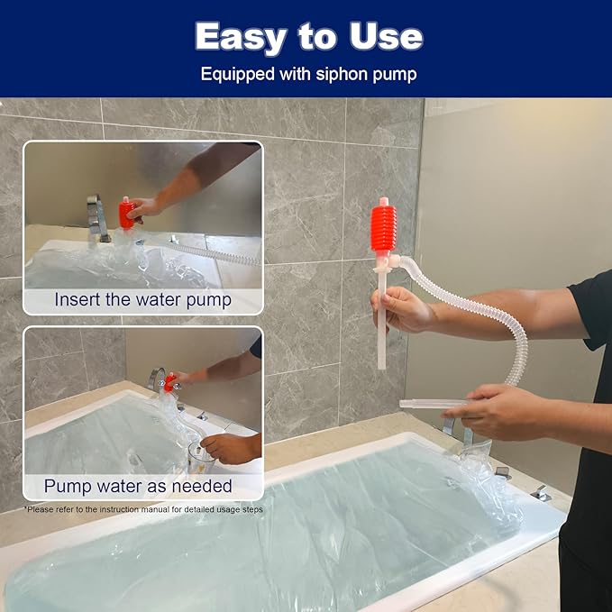 Godwolf Bathtub Drinking Water Bladder, Emergency Water Storage Bladder 100 Gallon, Food-Grade Tub Water Storage Bag BPA Free, Disaster and Hurricane Survival