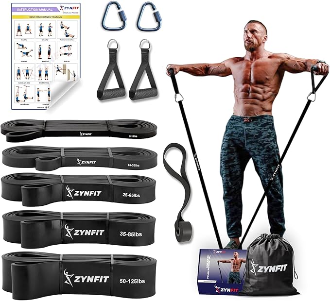 100% Natural Latex Resistance Bands Set with Door Anchor, 5-Level Pull Up Bands for Working Out, Strength Training & Physical Therapy, Workout Bands for Home Gym - Get Free A.I. Workout Plan