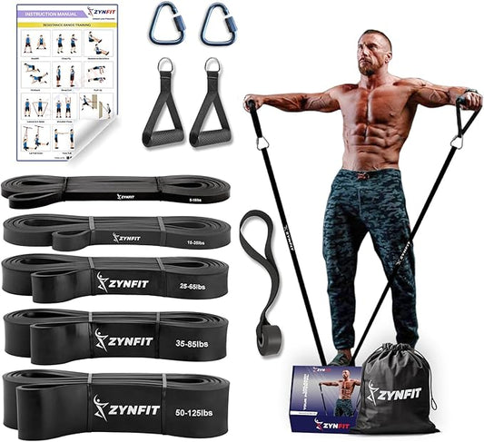 100% Natural Latex Resistance Bands Set with Door Anchor, 5-Level Pull Up Bands for Working Out, Strength Training & Physical Therapy, Workout Bands for Home Gym - Get Free A.I. Workout Plan