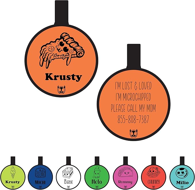 Silent Identification with Waterproof and Durable Silicone Dog Tags: Lightweight, Allergen-Free, and Customizable Round Foods Orange
