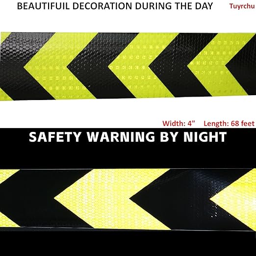 Reflective Tape 4 Inch x 68 Feet, Outdoor Waterproof High Visibility Adhesive Stickers, High Intensity Reflector Strips