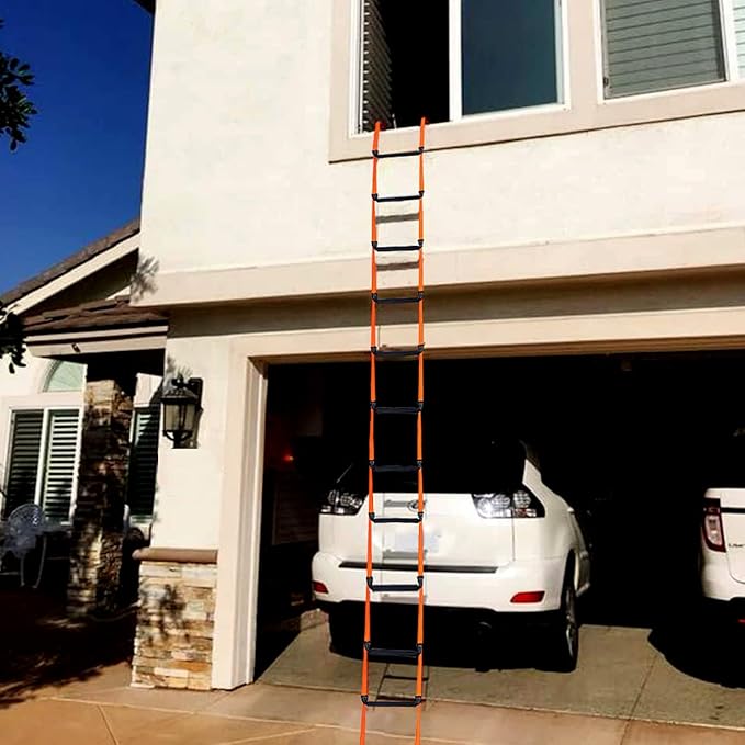 Fire Escape Ladder, 32.8 Feet Emergency Fire Ladder, 3-5 Story Homes Reusable Safety Rope Ladder for Kids and Adults