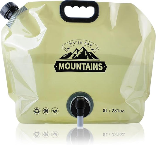 Water Jug Camping 2.1 Gallon Collapsible with Spigot, BPA Free Portable Water Pouch Foldable Water Bags for Outdoor Hiking, Travel and Emergency & Water Storage Containers (Beige-1Pcs)