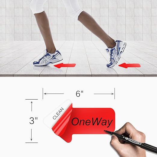 Arrow Floor Sticker Tape 3"6" - 200 PCS Marking Sticker Signs - Red