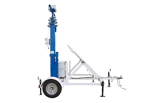 45' Portable Solar Light Tower - 7.5' Trailer - 12V 200aH Battery Bank - (1) Junction Box
