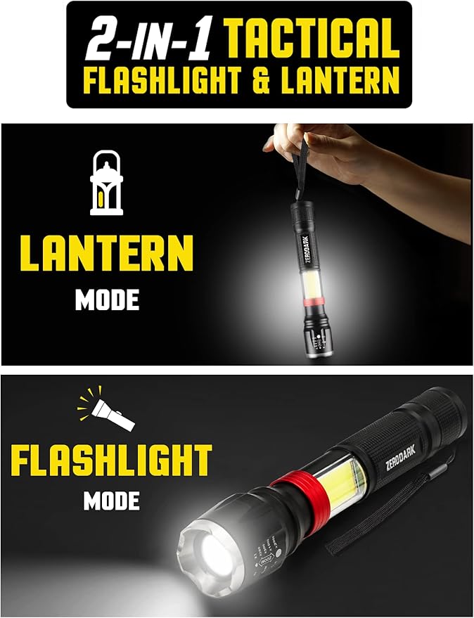 ZeroDark Flashlights Headlamp Lantern 3-Piece Set, Flashlight + Head Lamp + Camping Lantern Battery Powered LED High Lumens Camping Lights flashlights for Emergencies