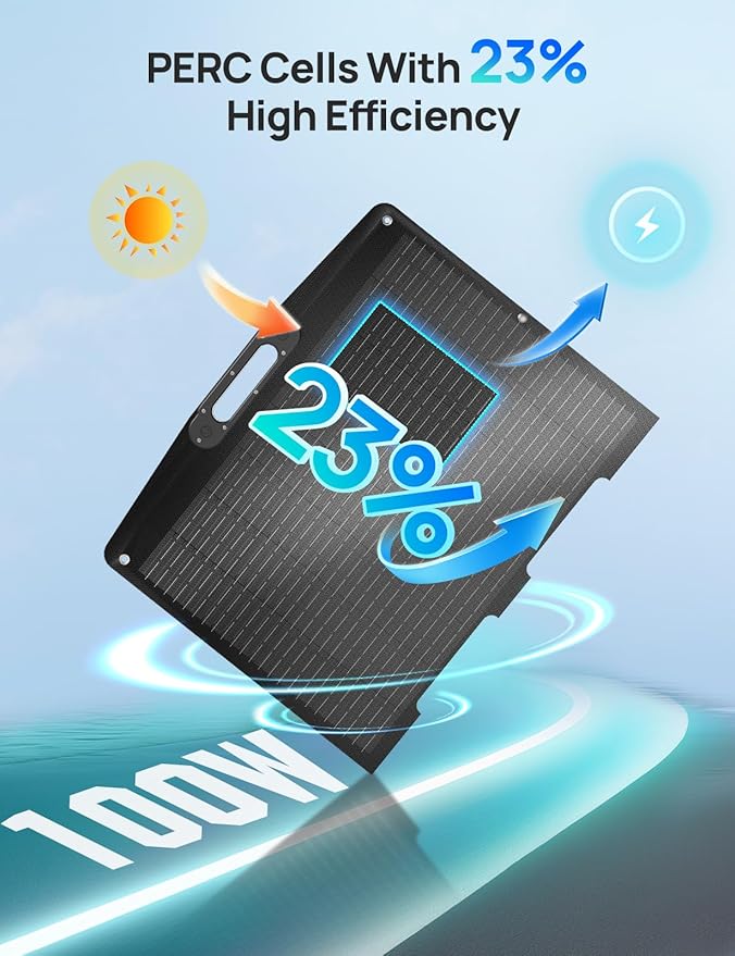 ECO-WORTHY 100W Portable Solar Panel for Power Stations,IP65 Waterproof & Lightweight with Adjustable Kickstand,23% High Efficiency Foldable Solar Panel for Outdoor RV Camping Off Grid Emergency