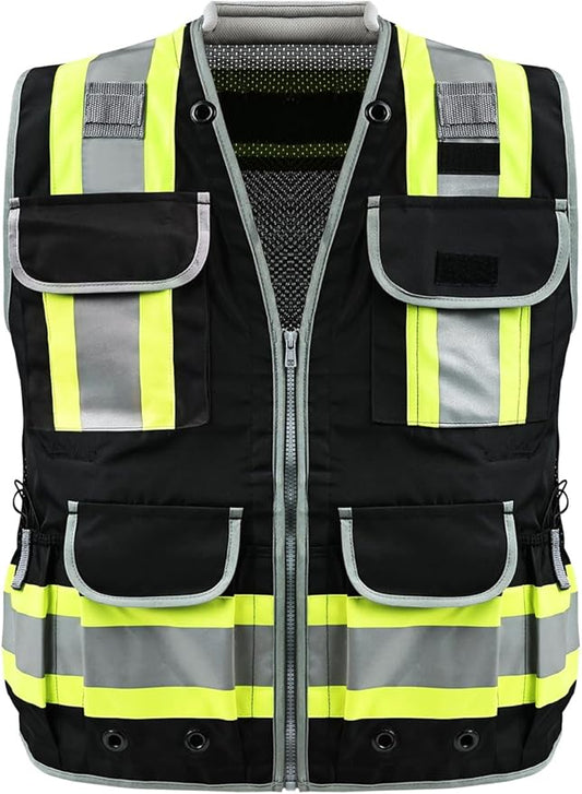 Safety Vest, Hi Vis Vests with Pockets, Class 2 High Visibility Vests,Construction Surveyor Work Vest for Men Women