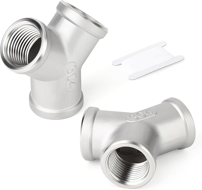 TAISHER 2PCS 304 Stainless Steel Y Shape 3 way Pipe Fittings, 3/8" x 3/8" x 3/8" NPT Female Pipe Fittings