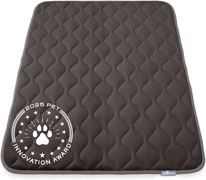 Paw Inspired Washable Padded Crate Mats for Dogs | 47” x 29” Pad, Fits 48-inch Kennels | Leakproof, Waterproof Bottom, Plush Pet Beds (Gray)
