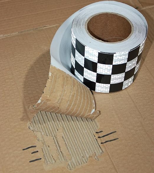 Black White Reflector Tape 4 Inch x 68 Feet, Outdoor Waterproof High Visibility Stickers, High Intensity Safety Strips