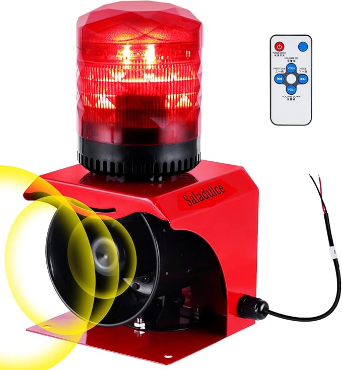 120dB Industrial Siren Alarm, IP65 Outdoor Sound and Light Alarm,, Adjustable Volume & Tone for Home, Office, Factory, Warehouse (Industrial, 110, V)