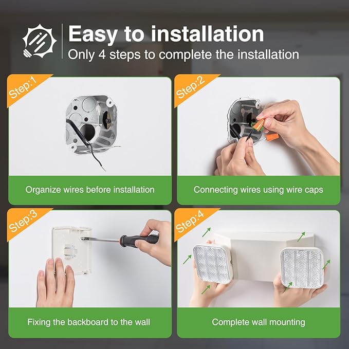 FREELICHT 6 Pack LED Emergency Light for Business, LED Emergency Square Lights with Battery Backup, 2 Bug Eye Heads Adjustable Commercial Lighting Fixtures, UL 924 Certified