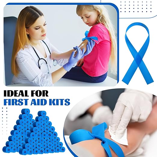 Timgle 500 Pack Disposable Tourniquet First Aid Elastic Tourniquets Bulk Latex Free Blue Medical Hemostatic Bandages Nursing Supplies Essentials for Outdoor Sport