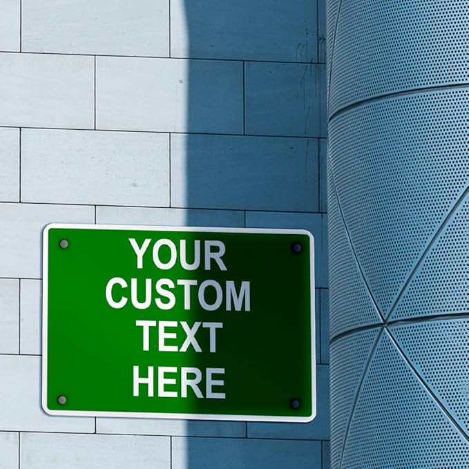Aluminum Weatherproof Metal Sign Multiple Sizes Custom Personalized Text Here Green White Directions Horizontal Street Signs 10x7Inches