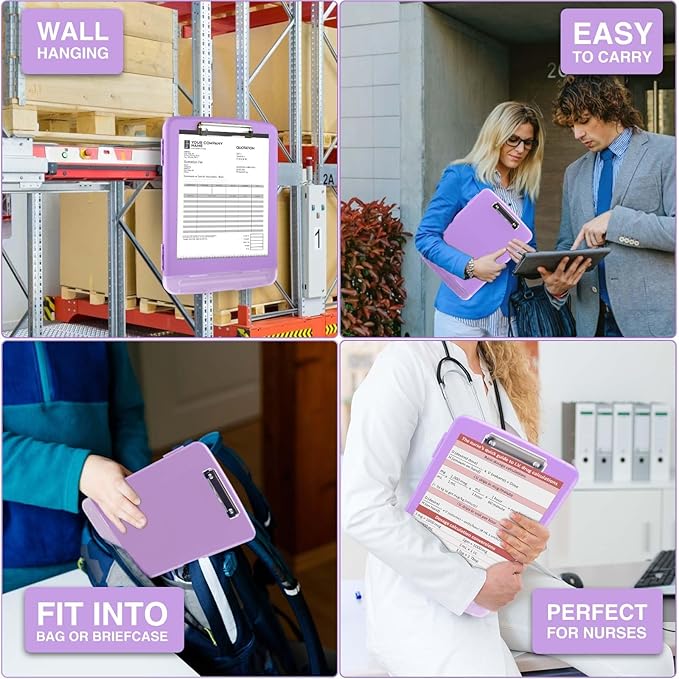 Sooez Clipboard with Storage, High Capacity Nursing Clip Board 8.5 x 11 with Pen Holder & Low Profile Clip, Plastic Clipboards Case Box, Teacher Must Haves School Office Supplies,Letter Size/ A4
