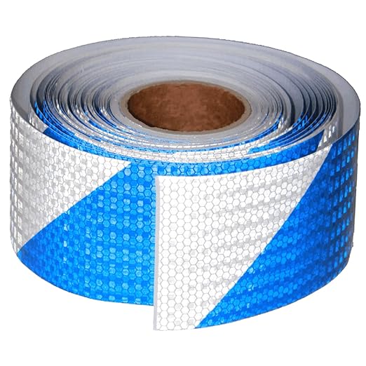 Reflective Tape Blue White 4 Inch x 168 Feet, Outdoor Waterproof High Visibility Adhesive Stickers, High Intensity Safety Strips
