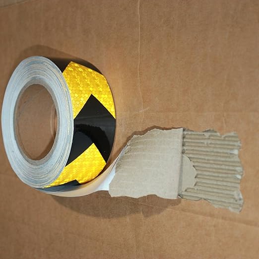 Reflective Tape Yellow Black 2 Inch x 68 Feet, Outdoor Waterproof Warning Reflector, Night Safety Stickers for Bicycles