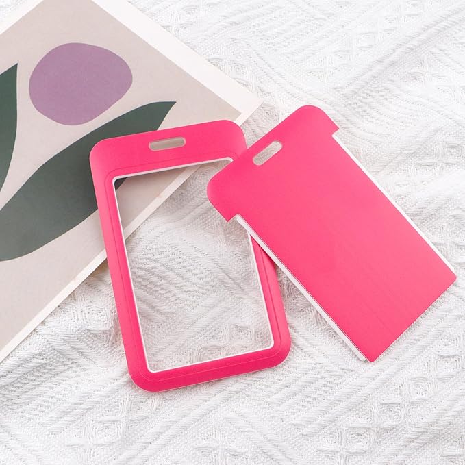 Pink Retractable Badge Holder with Carabiner Clip, Heavy Duty ID Card Holder for Work, School & Events, Simple Card Sleeve for Girls, Teacher, Women