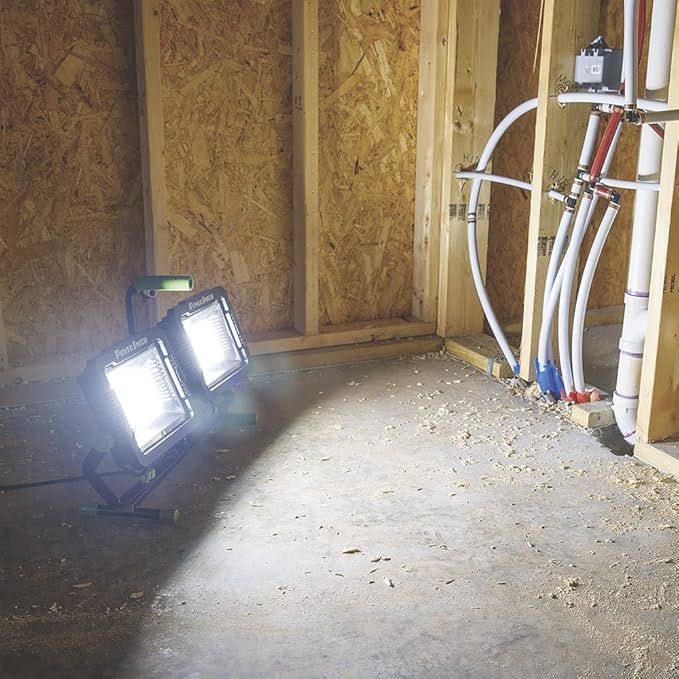 PowerSmith 20,000 Lumen Dual Head LED Work Light with Adjustable Metal Tripod and 9 ft Power Cord
