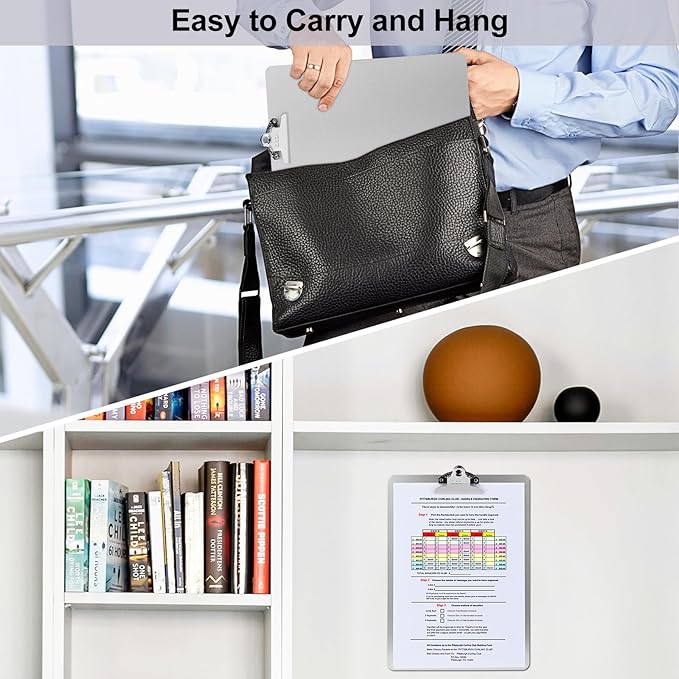 ZCZN Metal Clipboard, 4 Pack Heavy Duty Aluminum Clipboards 12 x 9 Inches, A4 Letter Sizer Document Holder with High Capacity Clip, Suitable for School, Office, Jobsite or Medical Staff, Silver
