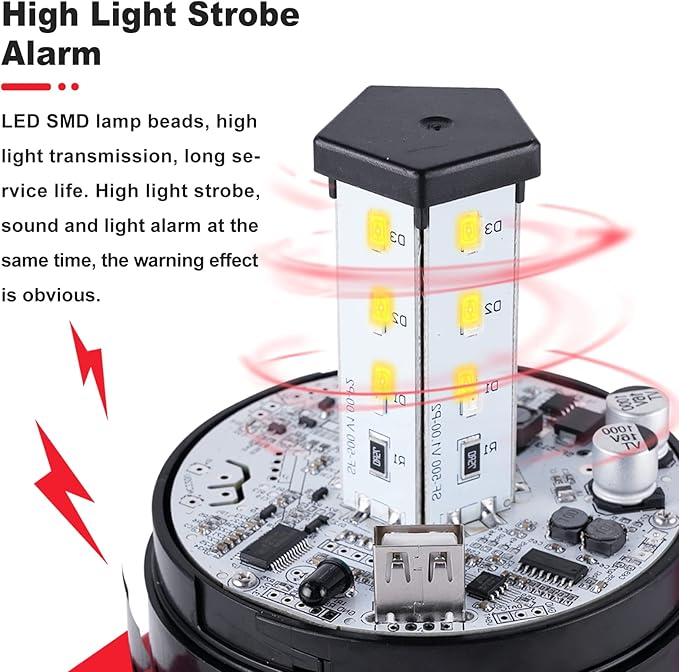 120dB Industrial Siren Alarm, IP65 Outdoor Sound and Light Alarm,, Adjustable Volume & Tone for Home, Office, Factory, Warehouse (Industrial, 110, V)