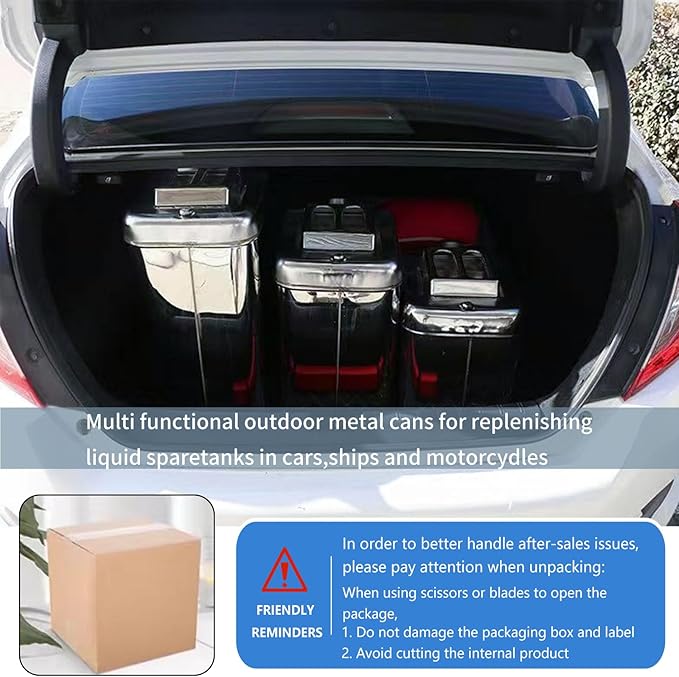 2.5 Gallon Metal Water Can 304 Stainless Steel Water Container with Flexible Spout/Nozzle System Pressure Relief Valve Safety Configuration for ATV UTV SUV MPV and Off Road Camping （10 Litre）