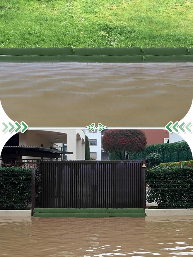 4 Pcs 3'× 6'' Long Sand Bags for Flooding - Thickened Canvas Flood Protection Sandbag Tube with Elastic Band, Reusable Flood Rain Wind Barrier Sand Bag Tube for Door Window Flood Control