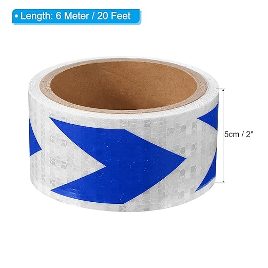 PATIKIL Reflective Tape, 2 Inch x 20 ft Waterproof Self Adhesive High Visibility Safety Warning Arrow Tape Outdoor Reflectors for Trucks Trailers Cars, White Blue