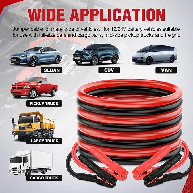 Nilight Jumper Cables for Car Battery 0 Gauge 20 FT Booster Cable Heavy Duty 1000 A CCA with Carrying Bag Jump Start Emergency Kit Pickup Truck RV Vans SUV