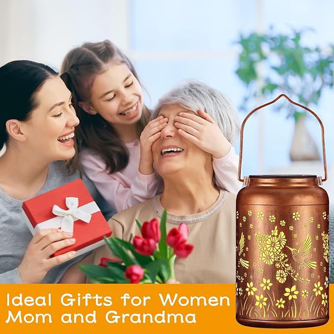 Cardinal Solar Lanterns Outdoor Waterproof Garden Decor, Christmas Cardinal Birthday Gifts for Women Mom Grandma,Hanging Metal Solar Lanterns LED Decoration(02-Red Bird)